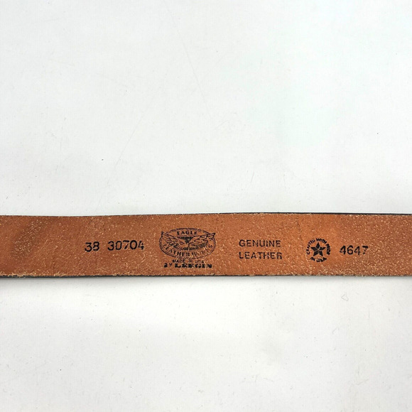 VTG Legion Belt Mens 38 Eagle‎ Leather Works Embossed Eagle Biker Brown Western - Picture 4 of 10